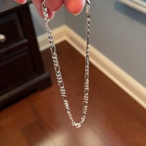 925 silver figaro link necklace made in Italy